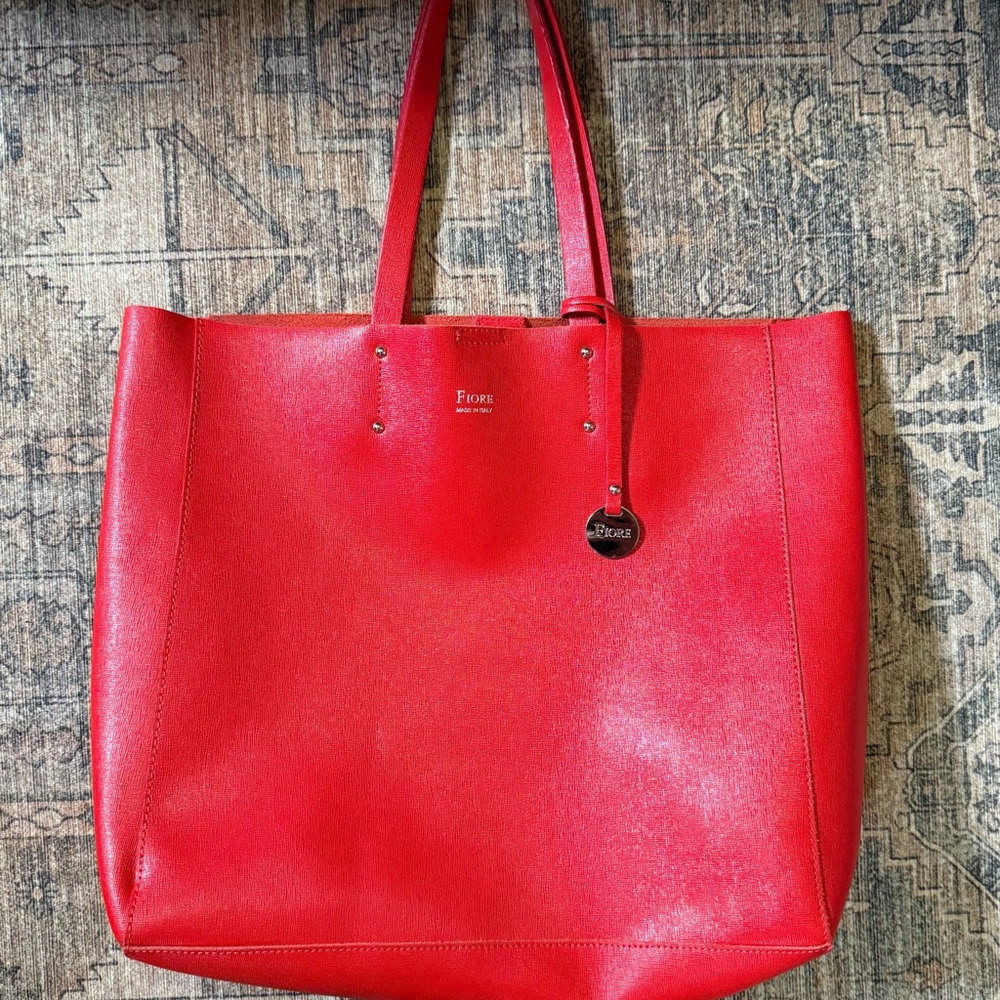Fiore Italy Red Italian Leather Tote